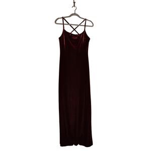 SASCH NEW $200 Cross Strap Velvet Maxi Tank Dress in Burgundy IT 46 / US 10